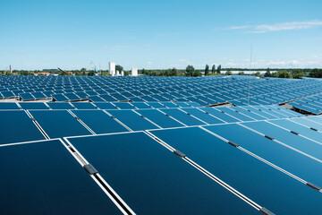 Photovoltaic panels on solar rooftop power plant -