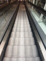 Long and empty escalator at Munich Airport