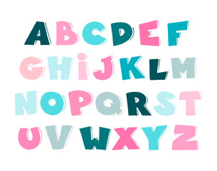 Cartoon vector alphabet for kids.