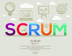 Obraz premium (Scrum) ,letters and icons,Vector illustration.