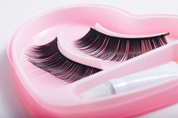 Close up shot of eyelashes extension for beauty make up purposes