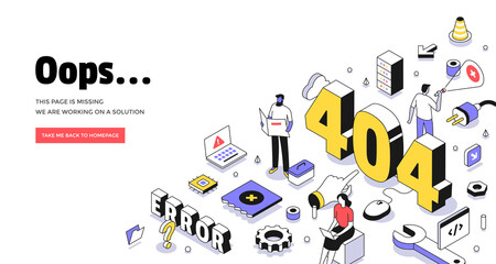 404 Error Page Isometric Concept