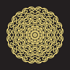 Colorful Floral Mandala Pattern in Black Background.