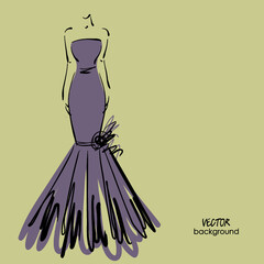 art sketching beautiful young  bride with the bride's bouquet.Vector background with space for text.