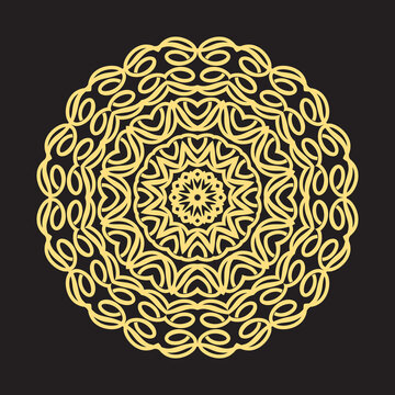Colorful Floral Mandala Pattern in Black Background.