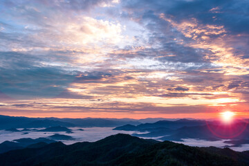 sunset in the mountains