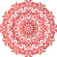Red color Floral Mandala Pattern in White Background.