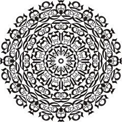 Black color Floral Mandala Pattern in White Background.
