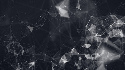 Abstract polygonal space low poly dark background with connecting dots and lines.