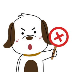 Cute Dog saying No. Vector Illustration. Isolated on white background.