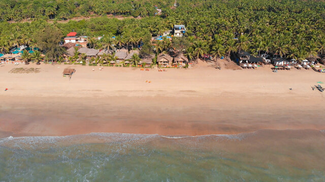 Agonda Beach aerial drone view. Goa. India.
