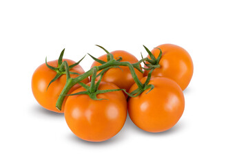 Orange tomatoes isolated on white background with clipping path.