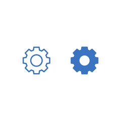Fototapeta premium Gear wheel or gear outline and flat icon isolated on white background