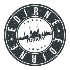 Edirne Turkey Europe Asia Stamp Logo Icon Symbol Design Skyline City.