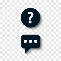 Question mark sign icon. Flat vector image with transparent shadow.