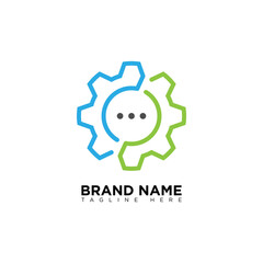 Gear Chat Logo Design Template