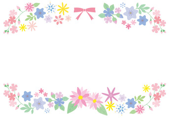 Fototapeta na wymiar 花の飾り罫 メッセージカード