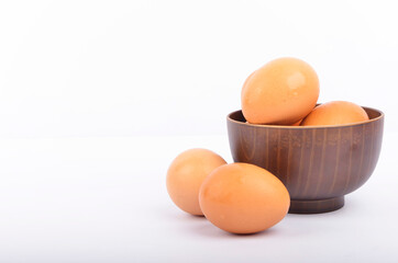 Egg isolated on white background. Selective focus.