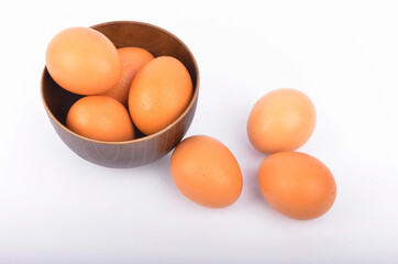 Egg isolated on white background. Selective focus.