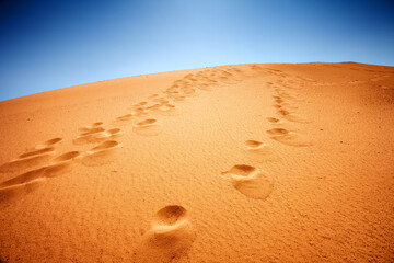 Sand dune and foot prints
