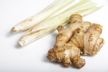 Picture of herbs such as ginger, limegrass and secang wood that usually used for cooking as spice also for medical purpose