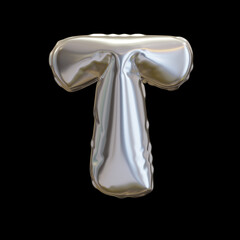 Silver Balloon Letter T, Realistic 3D Rendering