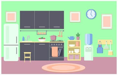kitchen interior for children and adults according to Montessori rules
