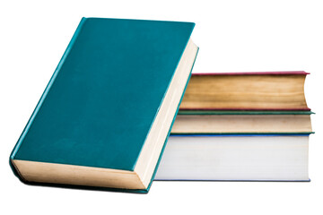 stack vintage aged book isolated on white background,back to school concept.