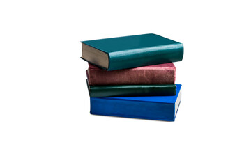 stack vintage aged book isolated on white background,back to school concept.