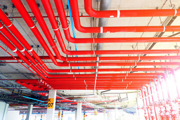 System of water pipes and control valves of The water system in the department store.For use inside...