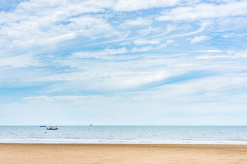 Summer seascape with blue sky background