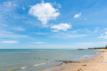 Summer seascape with blue sky background