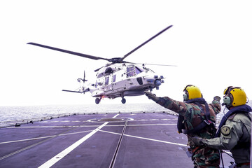 helicopter in action