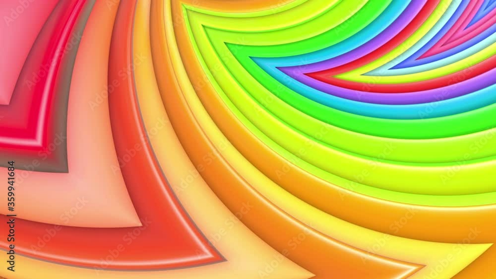 Aufkleber rainbow multicolored stripes move cyclically in simple geometry cartoon creative style. abstract 3d 