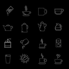 Food icons editable line icons vector set on black and white background. Food icons white outline illustrations, signs, symbols