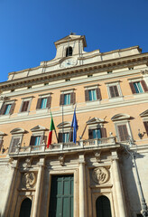 Fototapeta na wymiar Rome, RM, Italy - March 3, 2019: Italian Parliament and the flag