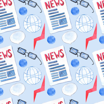 Seamless watercolor pattern news and messages