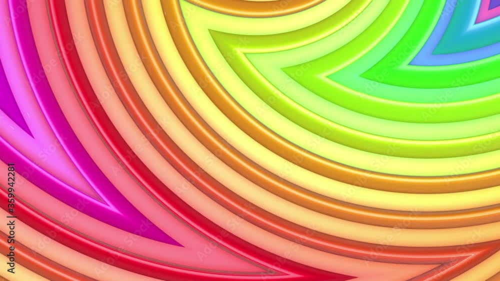 Aufkleber rainbow multicolored stripes move cyclically in simple geometry cartoon creative style. abstract 3d 
