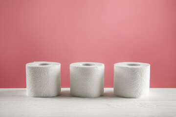 Row of toilet paper rolls