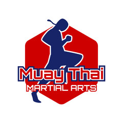 muay thai martial art isolated on white background. vector illustration	