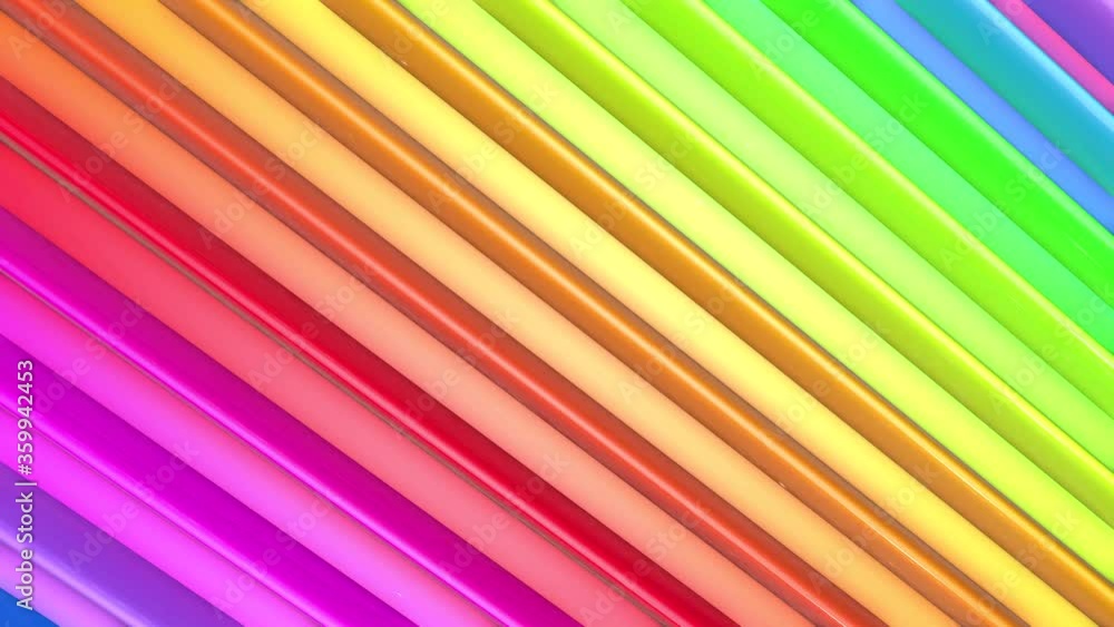 Poster rainbow multicolored stripes move cyclically in simple geometry cartoon creative style. abstract 3d 