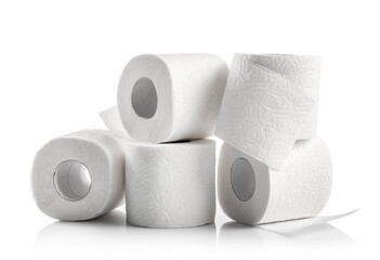 Soft toilet paper rolls pile