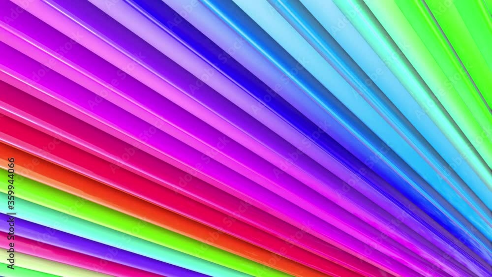 Poster rainbow multicolored stripes move cyclically in simple geometry cartoon creative style. abstract 3d 