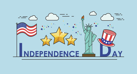 america independence day banner Flat vector illustration.