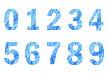 cut paper is numbers 0-9 isolated on white background