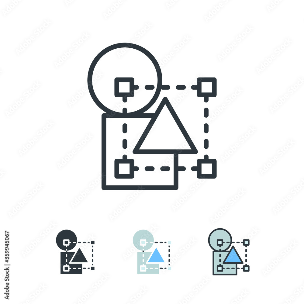 Aufkleber circle, square, rectangle and triangle in frame. two-dimentional figure shape modelling . measuremen