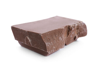 Piece of milk chocolate isolated on white