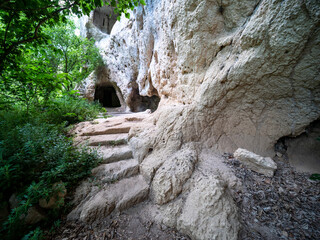 Gravina of Madonna della Scala. The gravina is a typical canyon of Puglia and Basilicata with cave...