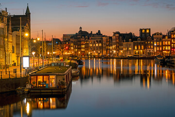Fototapeta na wymiar City scenic from Amsterdam in the Netherlands at sunset