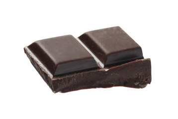 Piece of delicious dark chocolate isolated on white